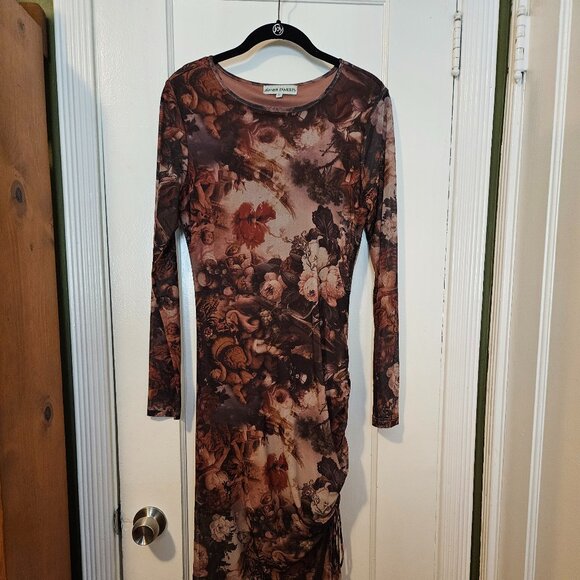 NWOT Almost Famous Large Antique Renaissance Rose Fitted Mesh Maxi Dress - Picture 1 of 6